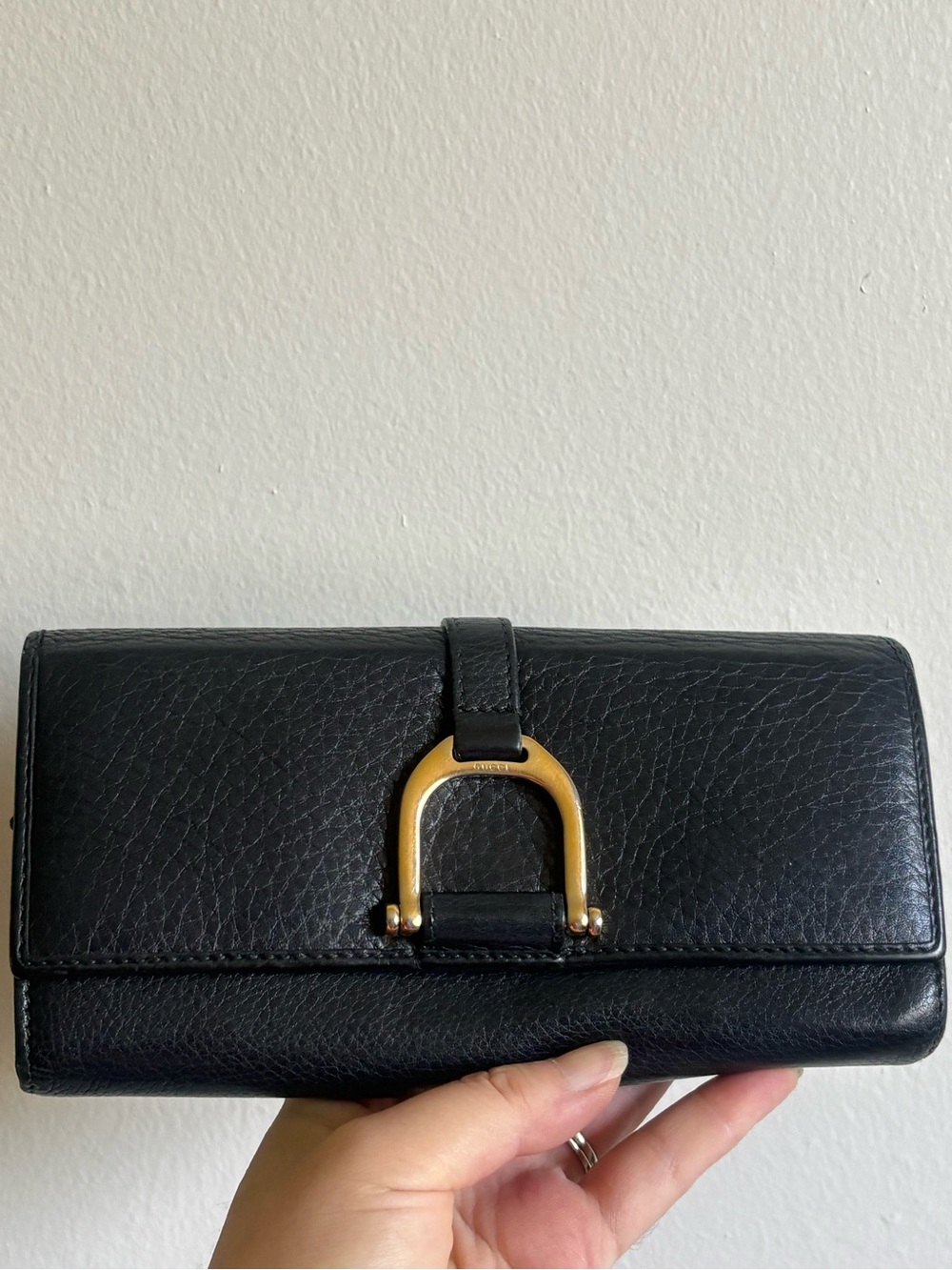 Authentic Gucci Leather Bifold Dark Blue Leather Wallet